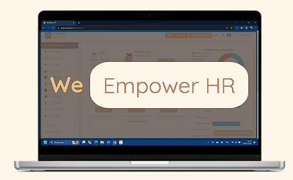 Capture d'écran du logiciel Emye HR présentant une interface utilisateur intuitive avec des menus et options pour la gestion RH, soulignant une technologie avancée.