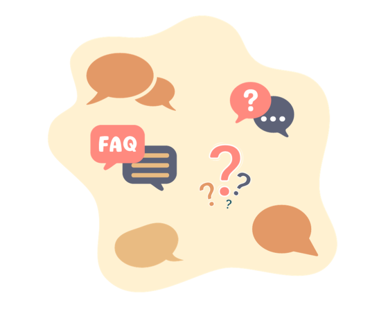 des illustrations montrant des formes de discussion des FAQ et des questions-réponses